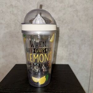 Clear Lemon-Themed Tumbler with Straw